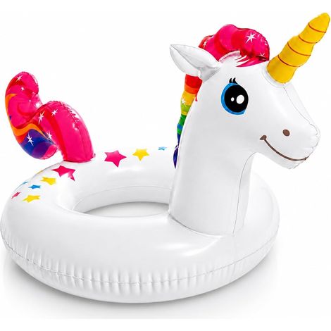 Bouée Gonflable Licorne pailletée 58 cm pour Piscine et Plage Motif licorne brillant avec siège d’eau léger pour vacances d’été fêtes piscine baignade plage et détente aquatique (1/5)
