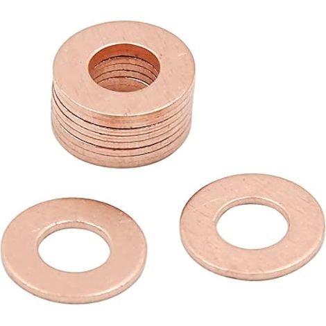 Lot de 10 rondelles en cuivre de 10 mm de diamètre intérieur, joints d'étanchéité plats et circulaires pour voiture (1/4)