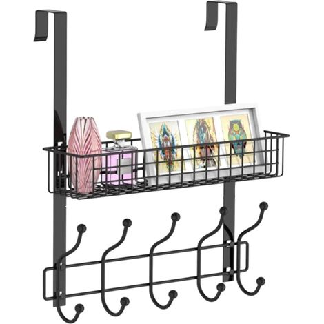 Shower storage hanging on the shower door – practical shower shelf – drill-free installation – bathroom storage accessory – black (1/5)