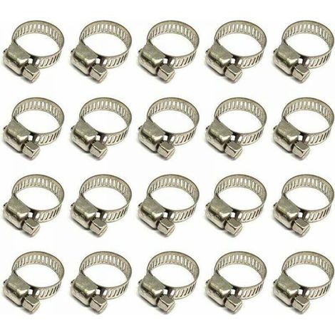 20 Pièces Collier De Serrage Tuyau, Collier De Serrage Tuyau Réglable 10-16mm, 304 Collier De Serrage Inox, Collier Serrage Métallique, Pour Tuyau, Home Gaz, Tuyau D'eau, Câble, Robinet, Etc z (1/5)