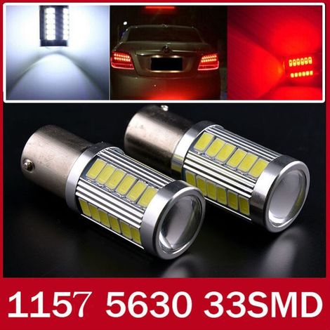 TRADE SHOP - 2 Lampadine Luce Posizione Luci Posteriori Stop Bay15d 33 Led Smd 12 - 24 Volt - (1/2)