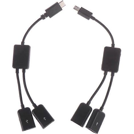 Câble répartiteur en Y Micro USB / Type C vers 2 ports OTG double port HUB pour tablette Android, souris et clavier, adaptateur convertisseur Micro USB Type-C (1) (1/5)