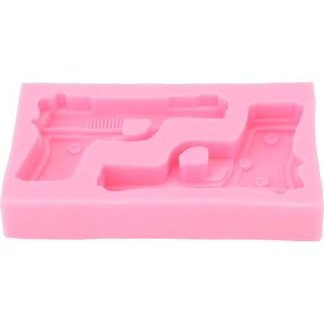 Moule en Silicone 3D Pistolet pour Gâteaux Chocolat et Bonbons Rose