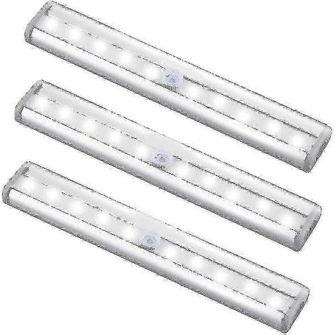 Lot de 3 lampes LED rechargeables USB améliorées avec détecteur de mouvement magnétique et 10 LED (1/4)