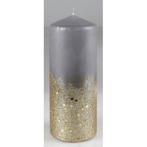 8x BURI Stumpenkerzen Glitter Sterne Weihnachten Tischdekoration Teelichter Set (1/5)