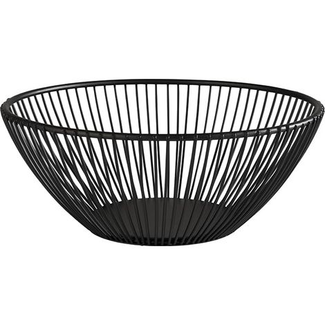 panier rond en métal, panier en maille robuste, Ø 20 cm x H : 8 cm, panier à pain, panier à fruits, panier à légumes, empilable, noir, lavable au lave-vaisselle (1/5)