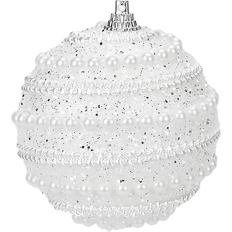Boules De Noel 8 Cm Lot De 4, Decorations Fete Colorées En Mousses Et Perles, Sphères Suspension Pour Arbre De Noël - Bleu-KZQ (1/5)