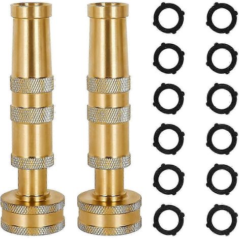 Brass Hose Nozzle, Adjustable Twist, 4-Inch Heavy Duty, Comes with 12 Rubber Washers, 2 Pack (1/5)