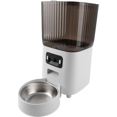 Distributeur de croquettes multifonctionnel en acier inoxydable 304, capacité de 5 L, pour chats et chiens d'intérieur. Bol unique avec caméra. (1/5)