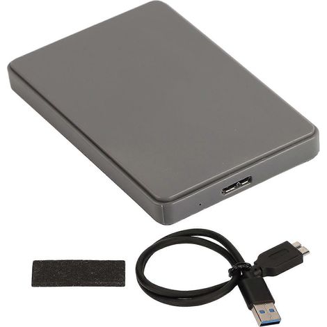 Boîtier SSD externe USB 3.0 2,5 pouces, port série SATA, gris (disque dur non inclus). (1/5)