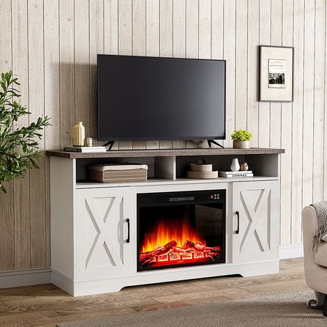 Recessed Electric Fireplace TV Stand with Timer and Remote (1/5)