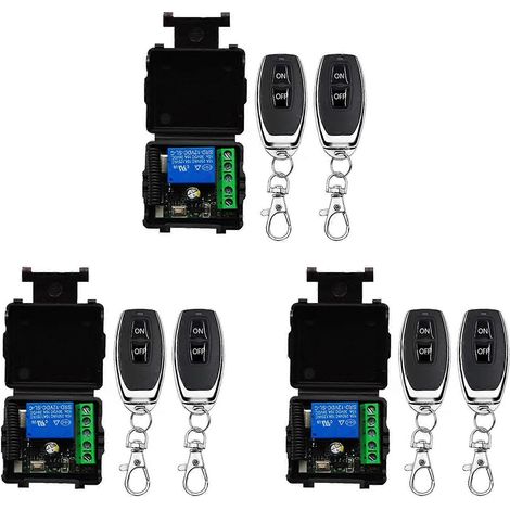 Interrupteur de télécommande sans fil 3X 433 MHz, relais RF 12 V pour moteur de porte de garage et commande d'éclairage (1/5)