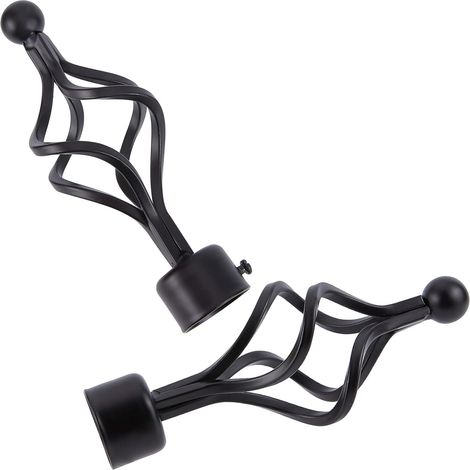 2pcs Embouts de Tringle à Rideau 28mm Extrémité de Poteau de Draperie Torsades Noires en Forme de Cage Embouts Décoratifs de Rechange