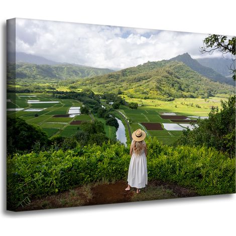 Leinwanddruck Natur Frau Bergblick 70x5