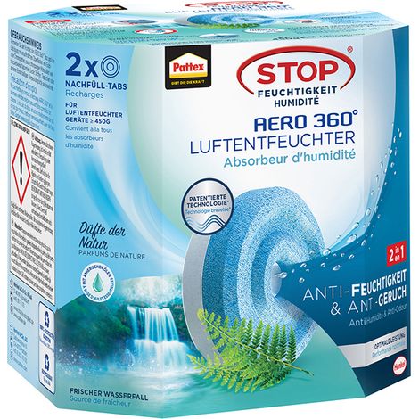 Pattex AERO 360° Luftentfeuchter Frischer Wasserfall Tabs Nachfüllpack 2 x 450 g (1/5)
