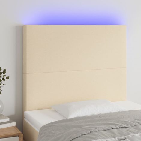Tête de lit à LED - Design industriel - Pour Lit adulte - Crème 100x5x118/128 cm Tissu Chic-607393 (1/5)