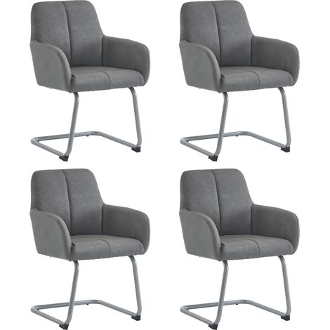 Chaise de salle à manger, lot de 4, fauteuil de loisirs moderne et minimaliste, chaise de salon et de chambre avec pieds en acier courbés, gris[OLD SKU:310649AAG-4] (1/5)