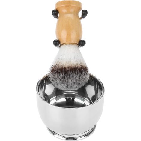 Kit de rasage barbe homme professionnel, bol inox avec support, brosse et outil à moustache, accessoire complet (1/5)