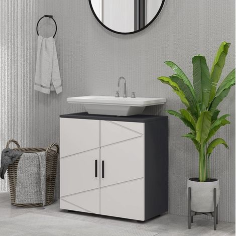 Schrank Waschbeckenunterschrank 60x30 Grau OKMYHOME (1/5)