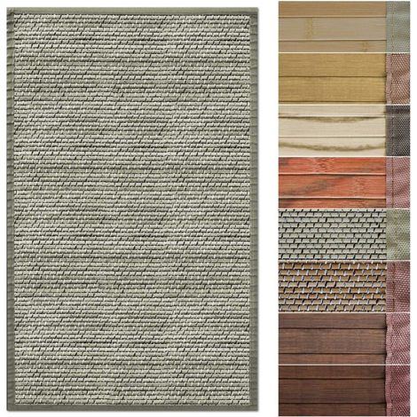 Casa Pura – Tapis en bambou naturel 90 x 120 cm – Bord en tissu – Antidérapant – Pour cuisine, couloir, salle de bains (1/5)