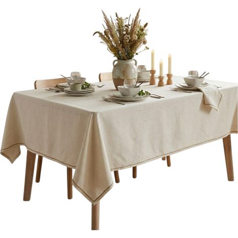 Nappe rectangle feston en jute 140 x 240 cm Linna ecru