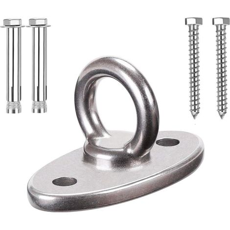 iguTrail Deckenhaken Schwerlast M8 500kg Edelstahl 304 Augplatte mit Oese Schaukelhaken Fuer Holzbalken Deckenhaken Fuer Haengesessel Sandsack Yoga (1/5)