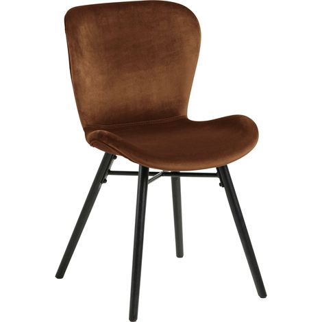 Lot de 2 chaises repas 47x53x82,5 cm velours terracotta - NANTIS (1/4)