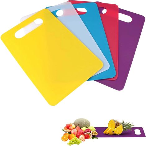5 Pièces Planche a Decouper Plastique 29cm 19 cm, Sans BPA Compatible lave-Vaisselle Cutting Board pour Viande Légumes Fruits (1/5)