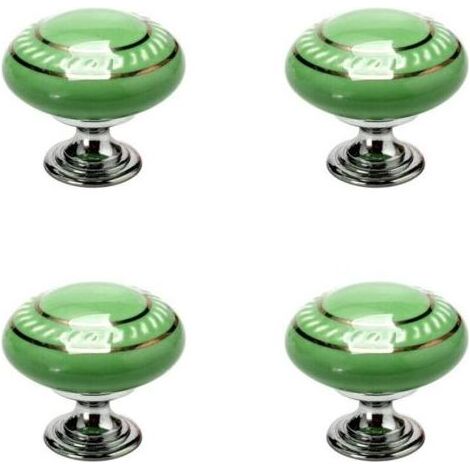 4pc Bouton de Meuble Bouton Porte Bouton Tiroir Placard Armoire Poignée de Meuble Céramique Vintage Cercle Or Vert