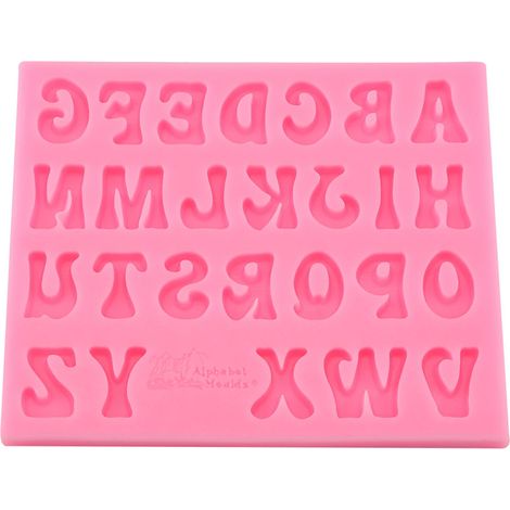 Moule à Chocolat Fondant en Silicone, Ensemble de Moules en Silicone Alphabet de qualité Alimentaire, Moule de Cuisson DIY pour Fête D'anniversaire, Rose, 1 Pièce (PINK) (1/5)