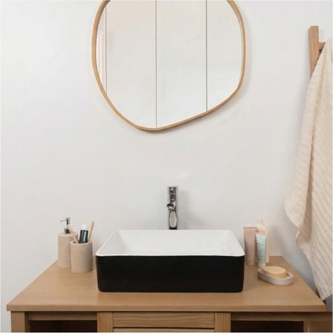 Lavabo appoggio L.47 x H.13,5 x P.36 cm bianco/nero LUMA (1/5)