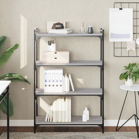 Bücherregal 4 Böden Grau Sonoma 80x30x120 cm Holzwerkstoff (1/5)