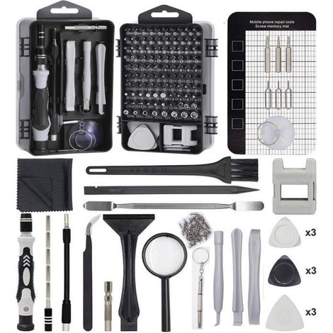 Tournevis de Précision 136 en 1 Outil Réparation Magnétique Kit de Réparation Professionnels pour Équipement Électronique