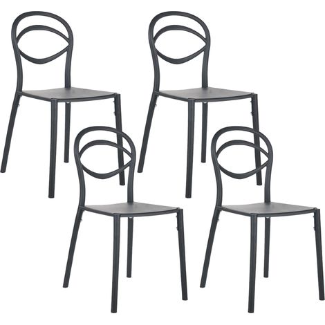 Conjunto de 2 sillas de comedor modernas para jardín ligeras resistentes a la intemperie negro Covolo