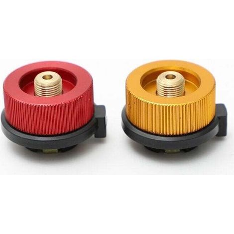 Gas cylinder adapter (2 pieces) for camping stove burner, gas cartridge head conversion nozzle, cylinder type. (1/4)