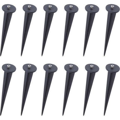 Barre d'éclairage extérieure à brancher, piquets lumineux, bornes de terre à brancher, lot de 12, noir (1/3)