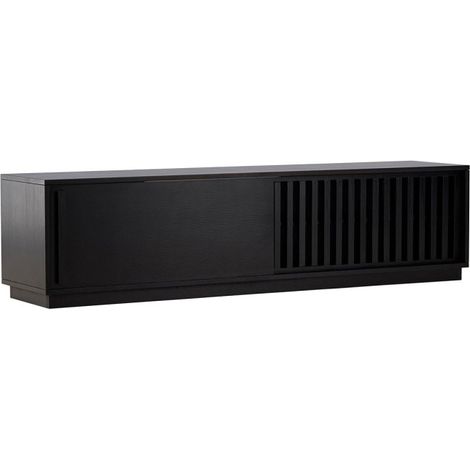 Meuble TV Design Nervuré "Lugo" 180cm Noir (1/5)
