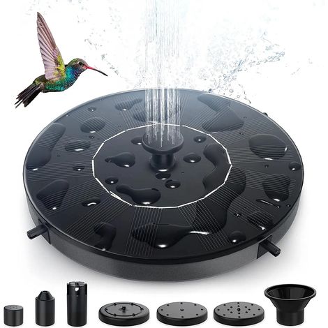 Fontaine solaire (1,4 W) 1 W/1,4 W/2,5 W avec 6 buses, idéale pour les jardins, les bains d'oiseaux, les bassins, les piscines, les aquariums extérieurs et de jardin. (1/5)