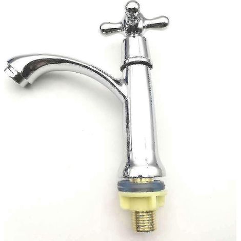 Grifo de lavabo cromado de agua fría con filtro de ABS, de fácil instalación. (1/5)
