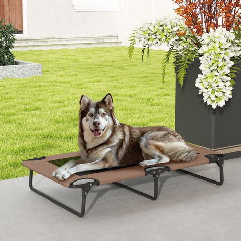 Tragbares erhöhtes Hundebett, erhöhtes Haustierbett mit atmungsaktivem Netz, für große Hunde, Kaffee