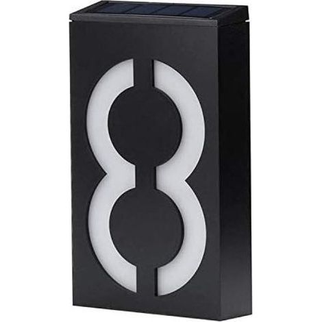 Plaque lumineuse solaire LED (8 chiffres) pour numéro de maison, idéale pour une porte, un jardin, une cour, un bâtiment ou un mur. (1/5)