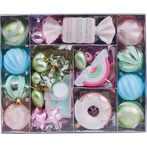 Boules De Noël Lot de boules suspendues Ornements de Noël incassables Décorations suspendables pour mariage, fêtes, intérieur, extérieur, couronne, cheminée, (1/5)