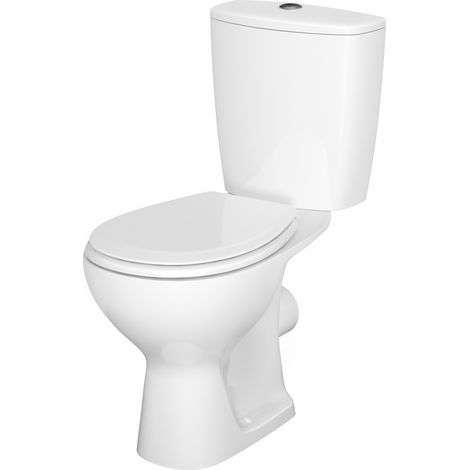 Pack WC au sol sans bride – Céramique blanche – Sortie horizontale – Abattant polypropylène frein de chute – Réservoir 3/5 litres – Concilio (1/4)