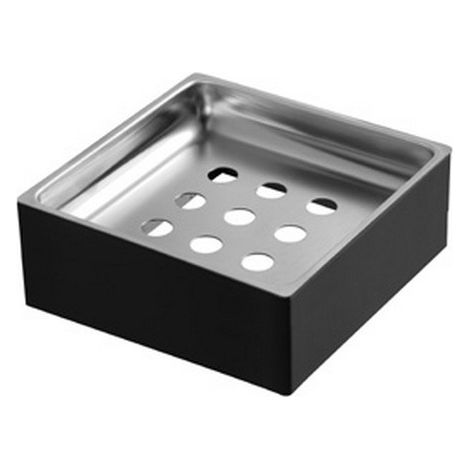 Portasapone con drenaggio in acciaio inox nero opaco  NUEVO-N kamalu