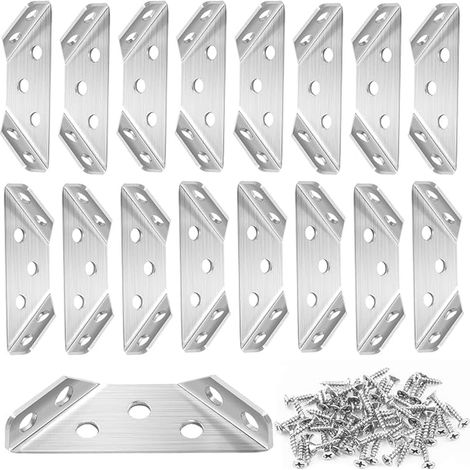Metal Connector with Screws, Triangular Angle Brackets, Dressing Angle Brackets, Fixed Corner Brackets for Shelf, Cabinet, Office (1/5)