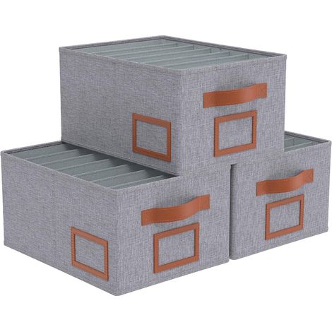Boite Rangement Vetement avec 7 Grilles, 38x26x20 cm, Gris (1/5)