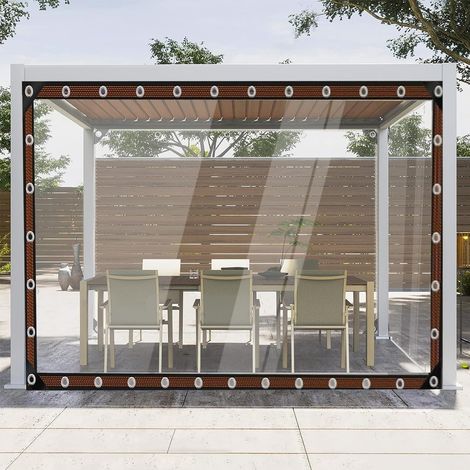 Bâche en PVC transparent imperméable avec œillets - 3 x 5 m (1/5)