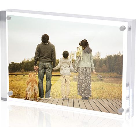 Cadre photo en acrylique 10 x 15 cm - Affichage photo transparent - Cadre photo magnétique - 10 x 15 cm - Double face - Sans cadre - Pour bureau (1/5)