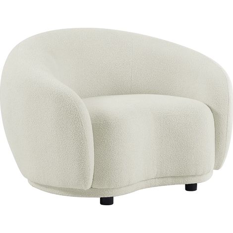 Fauteuil en tissu bouclette blanc ivoire BOVANA de Pascal Morabito (1/5)