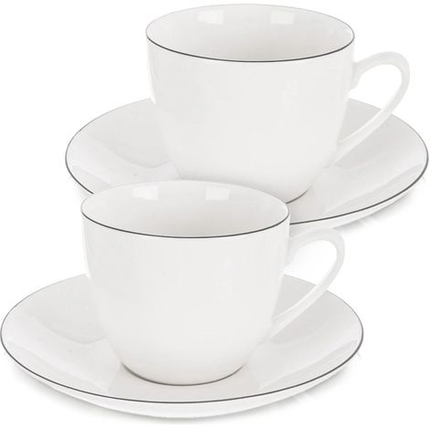 Porcelain Cup and Saucer Set, White, 200ml, 2 Pieces (1/5)
